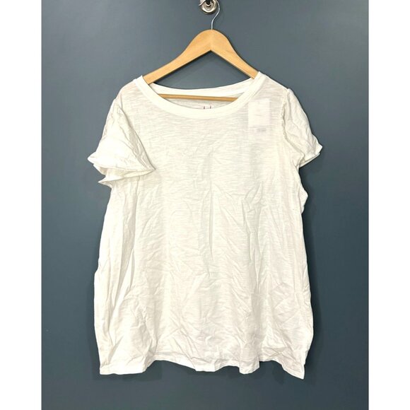 NEW Ingrid + Isabel White Maternity T-Shirt XXL Soft Cotton with Flutter Sleeves - Picture 1 of 4